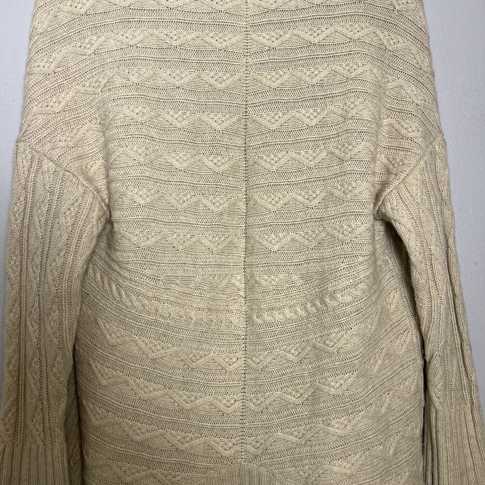 Max Studio Womens Wool Alpaca Blend Cable Knit Open Front Cardigan Beige Sz S - Picture 14 of 16